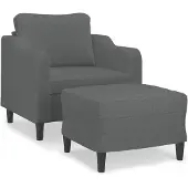 Syfax Fauteuil avec repose-pied Gris foncé 60 cm Tissu