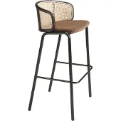 Angel Cerdá Tabouret en rotin et velours marron 4128