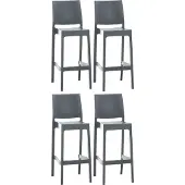 CLP Lot de 4 tabourets de bar en polypropylène, empilables, résistants aux intempéries et aux UV, hauteur d'assise 75 cm