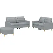 vidaXL Ensemble de canapés 3 pièces avec coussins Tissu gris clair