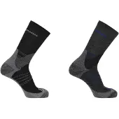 Salomon - Pack de 2 chaussettes de randonnée - Socks X Ultra Access Crew 2-Pack Anthracite Black en Laine - Taille S - Gris