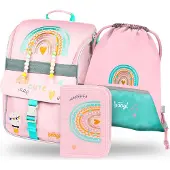Baagl Set scolaire Zippy Arc-en-ciel rose