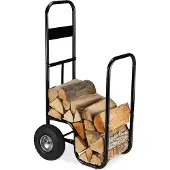 Relaxdays - Chariot Pour Bûches, En Acier, 85 X 72 X 30 Cm, Roues Pneumatiques, Capacité 60 Kg, Intérieur, Extérieur, Noir