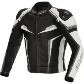 Büse Mille blouson en cuir noir / blanc hommes 106 long
