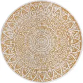 Hanse Home Tapis d'extérieur et d'intérieur rond Lilja de , réversible, robuste, couleur ocre crème - diamètre 200 cm