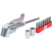 Kraftmann 20801 Kit de vissage angulaire pour perceuses, 10 pièces