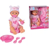 Simba Windowbox NBB Baby Care Poupée entièrement en vinyle 3ans et + - 30 cm, fonction boire & mouiller, 7 pcs.