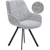 Beliani Chaise de salle à manger pivotante tapisserie noire et blanche dossier arrondi avec accoudoirs cuisine salle à manger style scandinave
