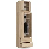 BDW Armoire avec rehausse, Armoire 4 portes, Chêne Sonoma