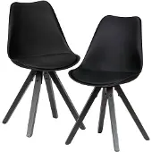 Wohnling Lot de 2 chaises de salle à manger rétro noires avec pieds noirs |