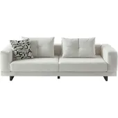 AEA Bequmer Weißer 3-Sitzer Luxuriöse Wohnzimmer Polstercouch Textilsofa