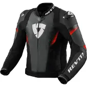 REV'IT! Veste moto en cuir perforé Revit Control, noir/rouge, 56