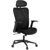 Sense7 Noxo : fauteuil de bureau ergonomique, noir, accoudoirs rabattables, appui-tête, dossier en résille, fauteuil de direction, bureau à domicile, fonction basculante, charge maximale 150 kg