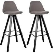 CLP Lot de 2 tabourets de bar, revêtement en tissu, forme carrée, avec patins de protection