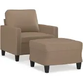 vidaXL Fauteuil avec pouf cappuccino brun 60 cm simili-cuir
