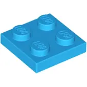 LEGO 2x2 plaques 3020 - 50 pièces bleu azur foncé