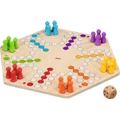 Goki Jeu de Ludo en bois 6 joueurs