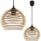 Light11 HOME Suspension, lustre, bois, abat-jour LED