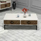 Skye Decor , Samba - Cream, table basse, noyer, 100 % PANNEAUX DE PARTICULES MÉLAMINÉS, 105 x 60 x 34,6 cm