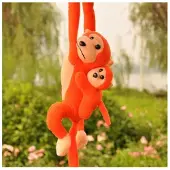 Lean Toys Mascotte peluche singe avec bébé orange 90 cm