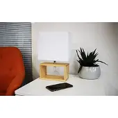 Unilux Lampe de table LED DEKO, blanche / bois