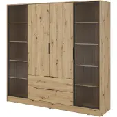 Bettso Armoire moderne émaillée LYKE pour le salon Chêne Artisan