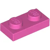 LEGO 100x 1x2 assiettes 3023 - Assiette Rose foncé - Rose foncé