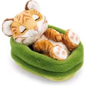 Nici Peluche tigre dans un panier vert clair GREEN