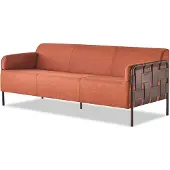 AEA Ledersofa 3-Sitzer Orange Sofa Modern Couch Dreisitzig Weich Sitzmöbel