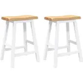 Syfax Tabourets de bar (lot de 2) en bois massif blanc et caoutchouc