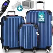 B2X Ensemble de 3 valises rigides, bleu, ABS, légères, résistantes