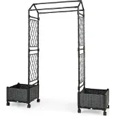 Northix Jardinière surélevée avec treillis et système d'arrosage automatique, gris