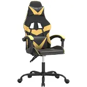 vidaXL Chaise gaming pivotante Noir et doré Simili cuir