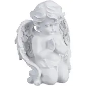 Relaxdays : ange de tombe en prière, pierre artificielle, résistant aux intempéries, au gel et aux UV, H x L x P : 20 x 15 x 11 cm, décoration funéraire, blanc