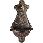 Relaxdays Fontaine murale , lavabo d'extérieur au look rétro, robinet et vasque, à suspendre, dimensions : 66 x 37 x 19,5 cm, bronze