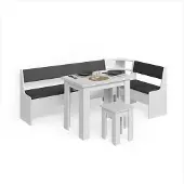 Livinity Groupe de banquettes d'angle Tiberio Blanc 210x120cm avec table, Model 58770