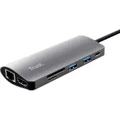 Trust Adaptateur USB-C multiports 7-en-1 - - Dalyx - HDMI - Ethernet - Lecteur de cartes SD/ Micro SD