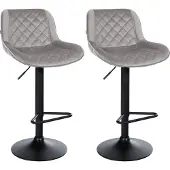 CLP Lot de 2 tabourets de bar, pivotants, rembourrés, avec repose-pieds, structure métallique moderne noir mat