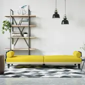 Prolenta Maison Exclusive - Canapé-lit avec accoudoirs, tissu jaune clair