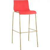 CLP Tabouret de bar moderne en plastique aspect doré, hauteur d'assise de 75 cm, empilable, avec repose-pieds et piètement à quatre pieds