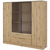 Bettso Armoire moderne LYKE avec façade en verre Chêne Artisan