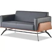 AEA Sofa-Set Sofagarnitur 2-Sitzer Ledersofa Modern Holz Edelstahl Couch