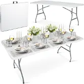 B2X Table de jardin pliante Plonos blanche 180 cm