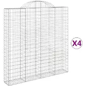 vidaXL Gabions avec arc surélevé 4 pcs. 200x30x200/220cm Fer galvanisé