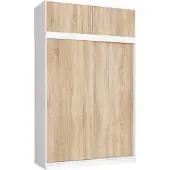 Akord Armoire Coulissante Avec Extension Mono Blanc/Chêne Sonoma 150X60X245
