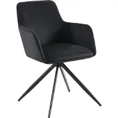 CLP Tabouret de bar moderne pivotant, revêtement en velours noir mat, piètement à quatre pieds, 56 x 81 x 62 cm