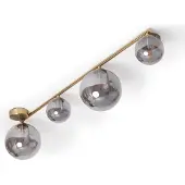 LEDKIA Plafonnier Métal Et Verre Moonlight Brass 4 Spots Gris Fumée