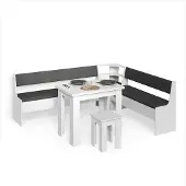 Livinity Groupe de banquettes d'angle Tiberio Blanc 210x180cm avec table, Model 58917