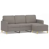 Syfax Canapé à 3 places avec repose-pieds Taupe 180 cm Tissu