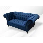 AEA Design Chesterfield Canapé 2 places Textile Bleu Canapés rembourrés Bleu